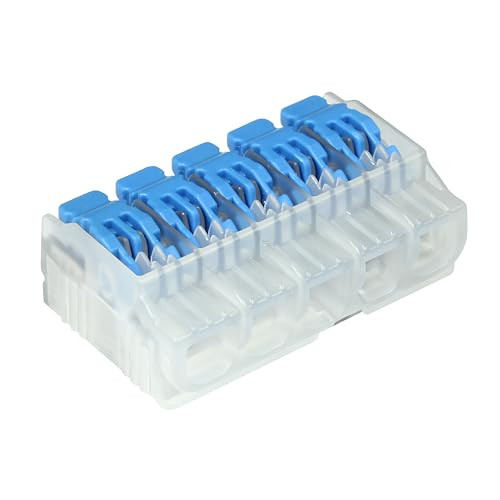 Ideal Electrical in-Sure Lever Wire Connector,12 AWG, 5-Port(30-10L25), Box of 75—Compact Releasable Connectors for Solid and Stranded Wire