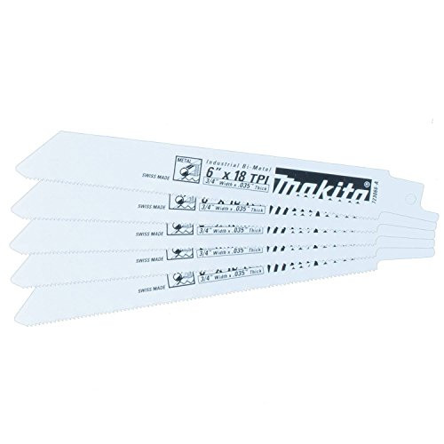 Makita 723066-A5 6"" 18 Teeth Per Inch Bi-metal Reciprocating Saw Blade (5 Pack)