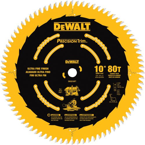 DEWALT DW3218PT 10-Inch 80 Tooth ATB Crosscutting Saw Blade with 5/8-Inch Arb...