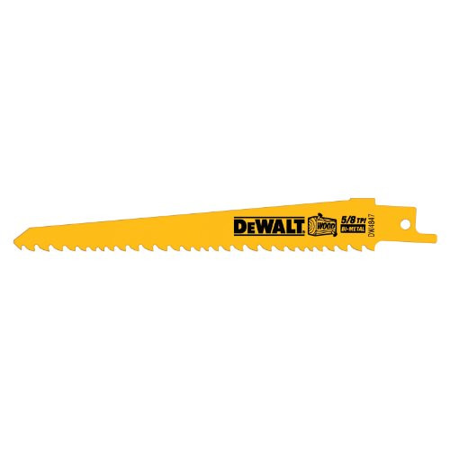 DEWALT DW4847 6-Inch 5/8TPI Taper Back Bi-Metal Reciprocating Saw Blade (5-Pack)