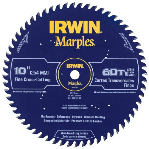 Irwin Tools  1807369 Marples Laser Cut 10-Inch 60-Tooth Alternate Tooth Bevel Circular with Raker Tooth Circular Saw Blade