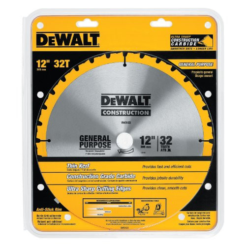 DEWALT DW3123 Series 20 12-Inch 32 Tooth ATB Thin Kerf General Purpose Miter Saw Blade