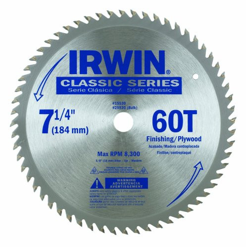 IRWIN Tools Classic Series Corded Circular Saw Blade, 7 1/4-inch, 60T (25530 - BULK)