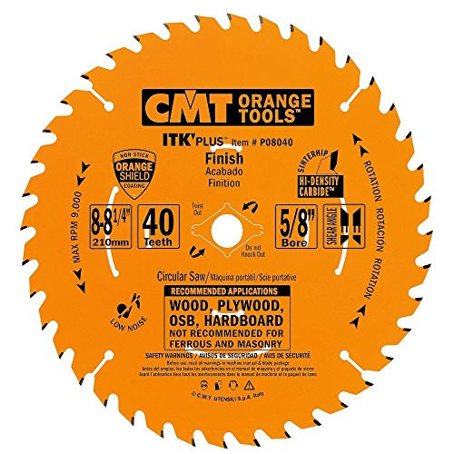 CMT P08040 ITK Plus Finish Saw Blade, 8-8-1/4 x 40 Teeth, 10? ATB+Shear with 5/8-Inch<> bore