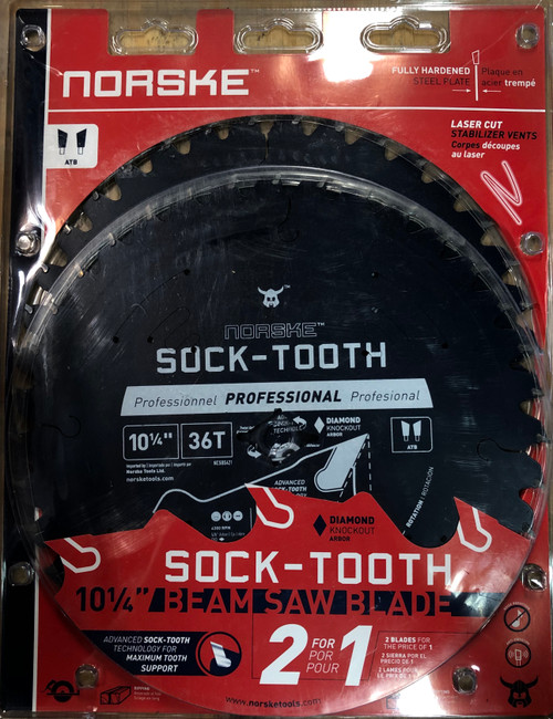 Norske NCSBS421C Sock-Tooth Beam Saw Blade, 36T x 10-1/4", 2-Pack