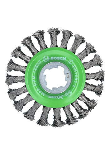 Bosch WBX429 Wire Wheel, 4-1/2" Wheel, X-LOCK Arbor, Stainless Steel, Full Cable Knotted