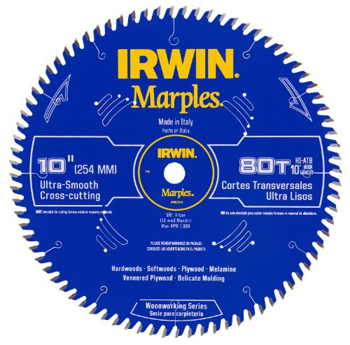 Irwin Tools  1807370 Marples Laser Cut 10-Inch 80-Tooth Hi-Alternate Tooth Bevel Circular Saw Blade