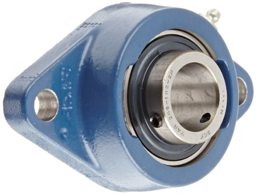 SKF FYT 1.1/8 TF Ball Bearing Flange Unit, 2 Bolts, 1-1/8" Bore, 4-19/32" Bolt Hole Spacing