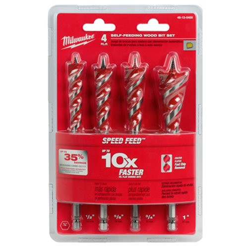 MILWAUKEE ELEC TOOL 48-13-0400 4Pc WD Bit Spd Feed Set