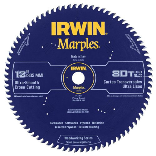 Irwin Tools  1807384 Marples Laser Cut 12-Inch 80-Tooth Hi-Alternate Tooth Bevel Circular Saw Blade
