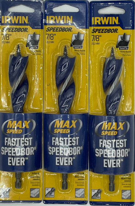 Irwin 3041005 Speedbor Max 7/8-Inch by 6-Inch Self Feeding Spade Bit, 3 Pack