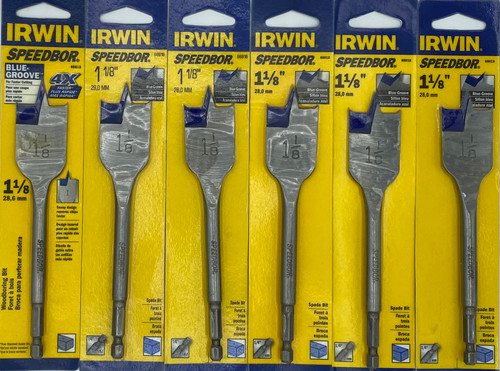 Irwin 1-1/8 x 6 inch Speedbor Blue-Groove Spade Bit - 6 pcs