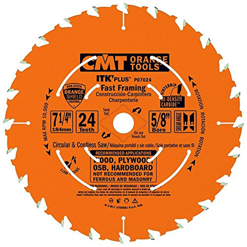 CMT P07024-X10 ITK Plus Fast Framing Saw Blade Masterpack, 7-1/4 x 24 Teeth, 10 ATB+Shear with 5/8-Inch<> bore - 10-Pack