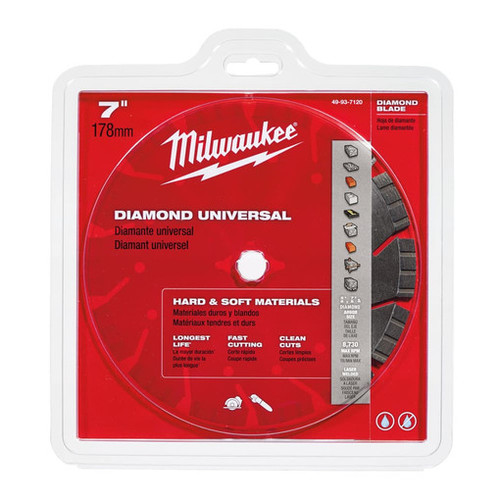 Milwaukee 49-93-7120 Diamond Universal Hard and Soft Material Saw Blade, 7"