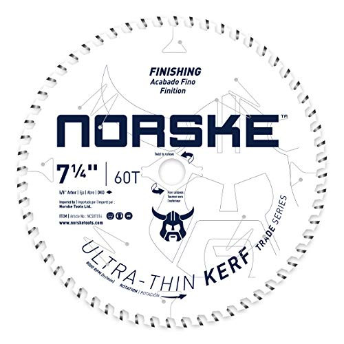Norske NCSBT014 Thin Kerf Ultra Fast Finishing Saw Blade, 7-1/4" x 60T