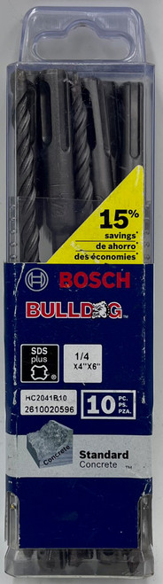 Bosch HC2041B10 SDS-Plus Bulldog Rotary Hammer Bits, 1/4" x 4" x 6", 10-Pack