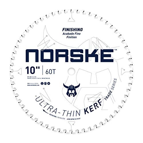 Norske Tools NCSBT026 Thin Kerf Ultra Fast Finishing Saw Blade, 10" x 60T