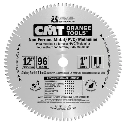 CMT 225.696.12 Non-Ferrous Carbide Saw Blade, 12" X 96T