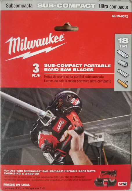 Milwaukee 48-39-0572 Sub-Compact M12 Portable Band Saw Blades, 18 TPI, 3-Pack