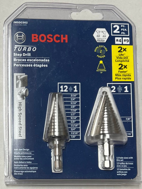 BOSCH IMSDC002 2 pc. High-Speed Steel Impact Tough Turbo Step Drill Bit Set