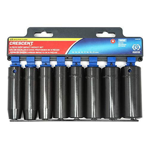Crescent 8 Pc. 1/2" Drive 6 Point Deep Impact Metric Socket Set - CIMS3N