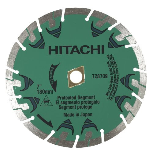 Hitachi 728709 Dry Cut Premium Protected Segmented Diamond Saw Blade for Concrete and Masonry, 7"