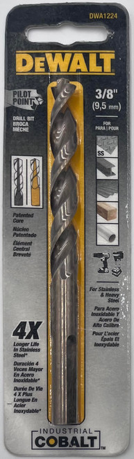 DeWalt DWA1224 Pilot Point Black Oxide Drill Bit 3/8 in