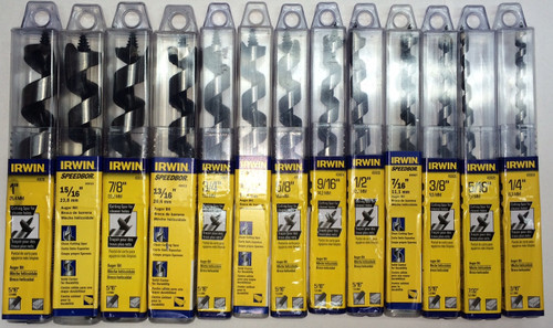 13 PC IRWIN SPEEDBOR 7-1/2" AUGER BIT SET -1/4" UP TO 1"