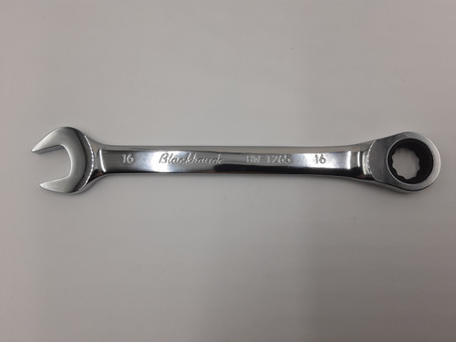 Blackhawk BW-1265 Full Polish Combination Non-Reversible Ratcheting Wrench - 16 mm - 12 Point