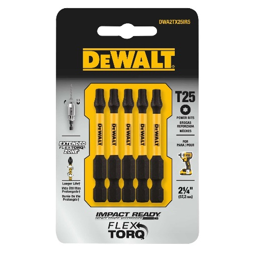 DeWalt DWA2TX25IR5 Phillips, 2-1/4", T25 Impact Ready Power Bits, 5-Pack