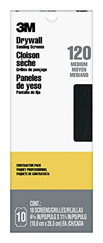 3M (99438) Drywall Sanding Screens, 4 3/16 in x 11 1/4 in, 120 grit, 1 Pack/10 sheets