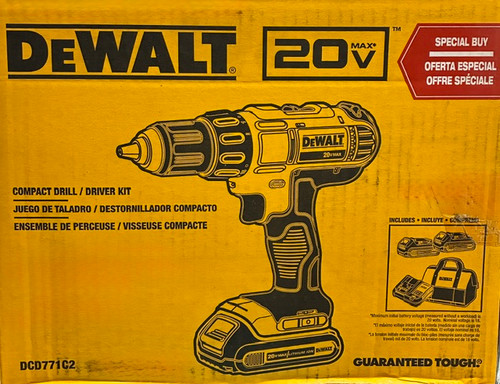 Dewalt DCD771C2 20V MAX Cordless Lithium-Ion 1/2 inch Compact Drill Driver Kit