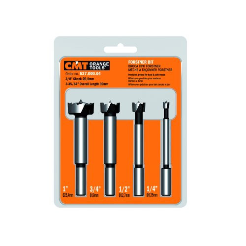 CMT (537.000.04) 4-Piece Forstner Bit set, 1/4 -1/2 -3/4 -1-Inch Diameters, 3/8-Inch Shank