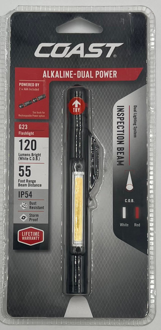 COAST® G23 120 Lumen Alkaline Dual Power Magnetic LED Penlight with C.O.B. Area Light