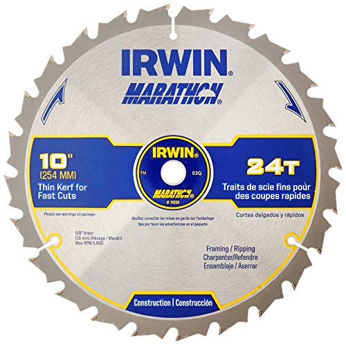 Irwin Marathon 24233 Carbide Table/Miter Circular Saw Blade, 10", 24T