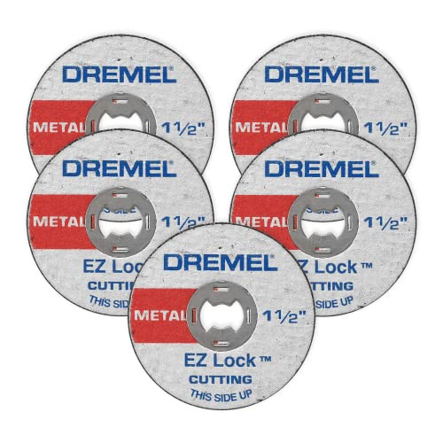 Dremel EZ456, 1 1/2-Inch (38.1 mm) Wheel Diameter, EZ - Lock™ Fiberglass Reinforced Cut-off Wheels, Rotary Tool Cutting Disc for metal cutting, 5 pieces, Medium , Red