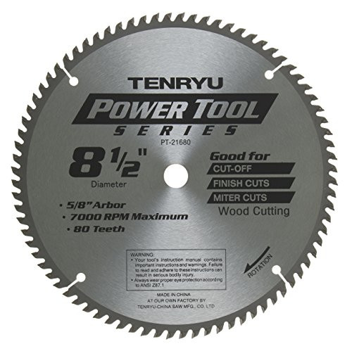 Tenryu PT-21680 Carbide Tipped Miter Saw Blade, 80T x 8-1/2"