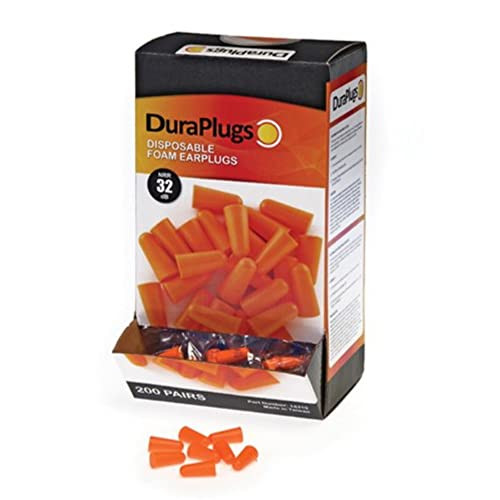 DuraPlugs 14310 Uncorded Disposable Foam Earplug with 32 dB NRR, Orange (Case of 200 Pairs)