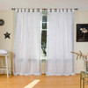 White Silver  Tab Top  Sheer Sari Curtain / Drape / Panel  - Pair