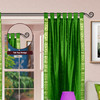 Forest Green  Tab Top  Sheer Sari Curtain / Drape / Panel  - Pair