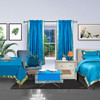 Turquoise Rod Pocket  Sheer Sari Curtain / Drape / Panel  - Pair