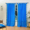 Enchanting Blue  Tab Top  Sheer Sari Curtain / Drape / Panel  - Piece