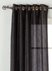 Black Ring / Grommet Top Textured Curtain / Drape / Panel - 84" - Piece