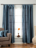 Navy Blue Tab Top Textured Curtain / Drape / Panel - 84" - Piece