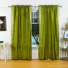 Olive Green Rod Pocket  Sheer Sari Curtain / Drape / Panel  - Pair