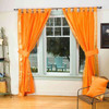 Indo Pumpkin Orange Tab Top Sari Sheer Curtain (43 in. x 84 in.) with matching tieback