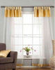 White with Gold Satin Tab Top Sheer Tissue  Curtain / Drape / Panel  - 84" - Piece