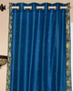 Turquoise Ring Top  Sheer Sari Curtain / Drape / Panel  - Piece