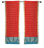 2 Spicy Red Bohemian  Sari Curtains Rod Pocket Living Room  Window Treatment