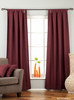 Dark Maroon Tab Top Matka Raw Silk Curtain / Drape / Panel - Piece